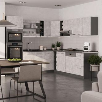 Vicco Cocina Esquinera R-line, Hormig&oacute;n/antracita, 237 X 247 Cm, Et Roble