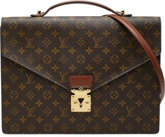 Louis Vuitton Brown Pvc Leather Briefcase Shoulder Bag (Pre-Owned)