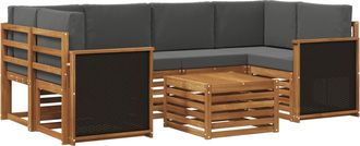 vidaXL Conjunto De Sof&aacute;s De Exterior 7 Uds. Natural Y Antracita Vidaxl