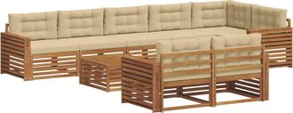 vidaXL Conjunto De Sof&aacute;s De Exterior 9 Uds. Natural Y Beige Vidaxl