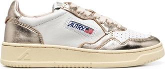 Autry White/Gold-Tone Logo-Patch Lace-Up Sneakers