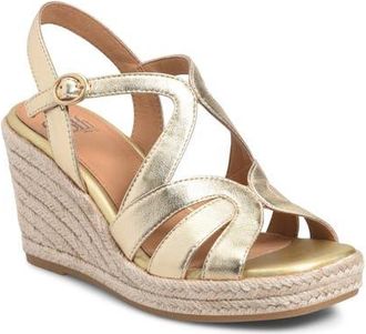 S&ouml;fft Norma Slingback Espadrille Platform Wedge Sandal in Pale Gold at Nordstrom, Size 9.5