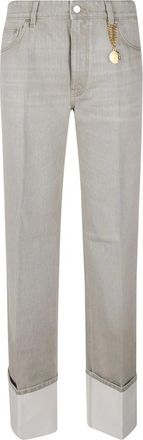 Stella McCartney Straight Turn-Up Jeans - Dames - Regular Fit Jeans - Grijs - W29 - Katoen - Jeans
