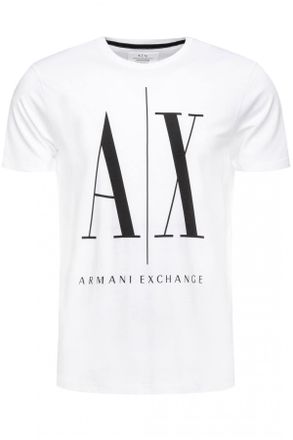 A|X Armani Exchange Mens Logo Icon Tee T-Shirt, White (White W/Black Print 5100), XX-Large