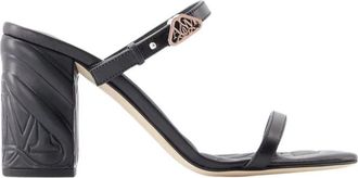 Alexander McQueen Heeled Mules - Dames - Muiltjes - Zwart - 36 EU - Leer - Schoenen