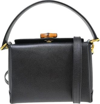 Gucci Pre-owned Handbags, female, Black, Size: ONE SIZE Pre-owned Vintage convertible bamboo box crossbody bag