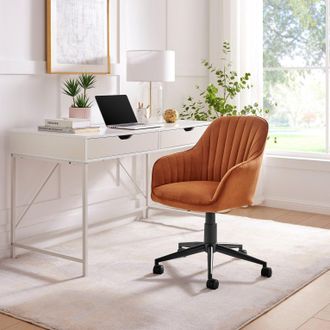 Furniturebox Booker Orange Velvet Office Chair