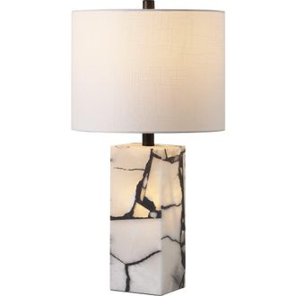 Jonathan Y Designs Elizabeth 24.25 Contemporary Coastal Alabaster LED Table Lamp with Body Night Light in Black/white at Nordstrom