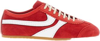 Dries Van Noten Red Suede Low-Profile Sneakers