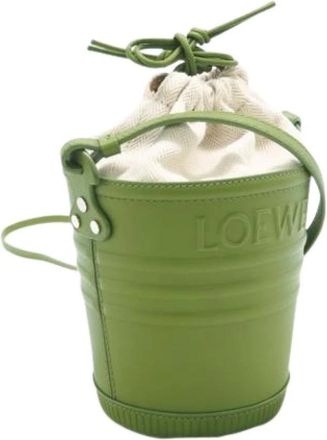 Loewe Pre-owned Canvas Shoulder Bag - Dames - Vintage Tas - Groen - ONE Size - Leer - Vintage