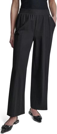 DKNY Logo Pull-On Wide Leg Pants in Black at Nordstrom, Size Xx-Small