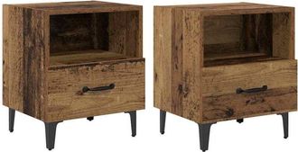 vidaXL Bedside Cabinet with Drawer 2 pcs Old wood 40 x 35 x 47.5 cm vidaXL