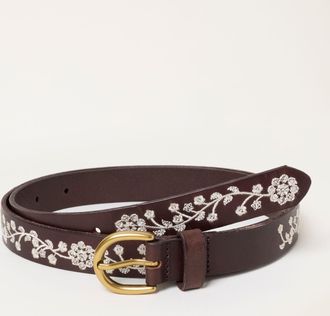 Fat Face FatFace Chocolate Brown Floral Embroidered Belt