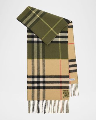 Burberry Mens Contrast Check Cashmere Scarf