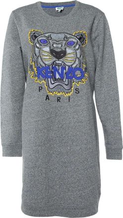 Kenzo tiger-embroidered sweater dress - Grey