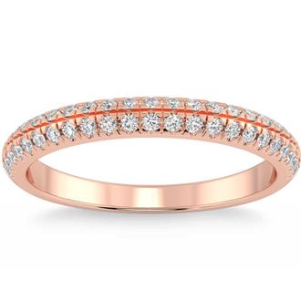 Pompeii3 1/2Ct Pave Diamond Wedding Ring 14k Gold Stackable Band Lab Grown