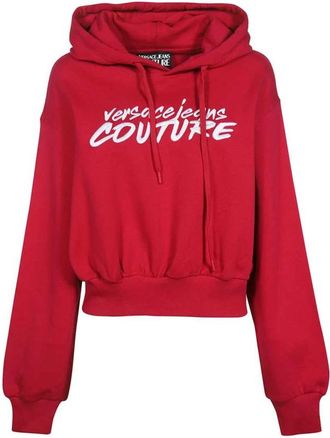 Versace Jeans Couture Geborduurde katoenen hoodie - Dames - Hoodies - Rood - 2XS - Katoen - Hoodies & sweatvesten