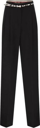 Max Mara Pantalones de Pierna Ancha con Pliegues y Cintura Alta - Trousers - Mujer - Negro - S