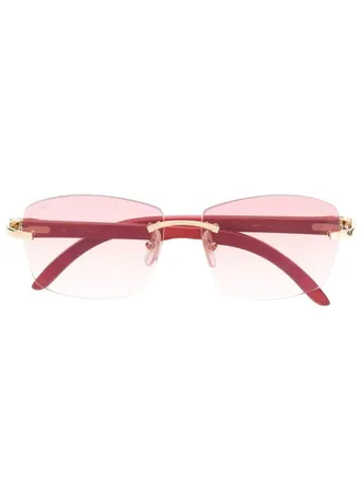 Cartier Occhiali da sole rettangolari con montatura a giorno - Rosso