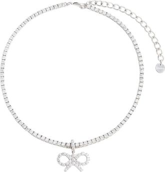 Self Portrait Kristallen Boog Tennis Ketting - Dames - Kettingen - Grijs - ONE Size - Accessoires