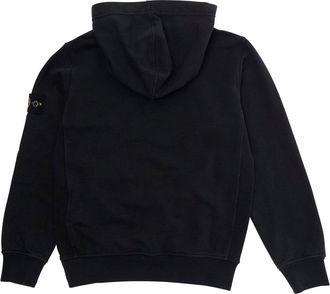 Stone Island Boys Hoodie For Kids Black Cotton Hoods & Sweatshirts