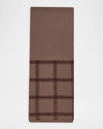 Brunello Cucinelli Sequined Check Wool Cashmere Scarf