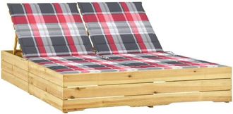 vidaXL Tumbona Doble Y Cojines Madera De Pino Impregnada Vidaxl