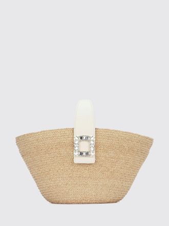 Roger Vivier Borsa Viv Skate in rafia con fibbia gioiello