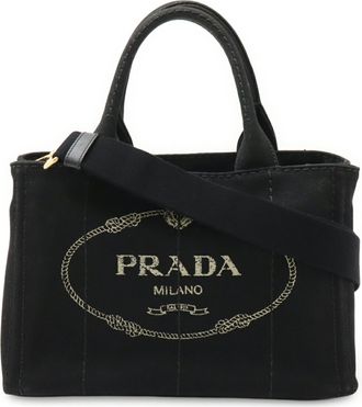 Prada Black Nero Canvas Shoulder Bag Tote Bag (Pre-Owned)