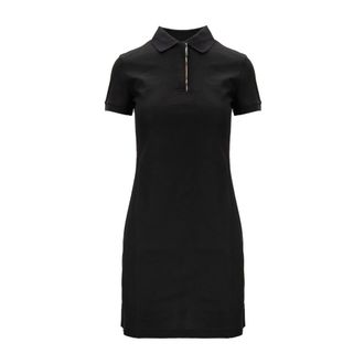 Burberry Polo-stijl mini jurk - Dames - Korte kleedjes - Zwart - L - Katoen - Kleedjes