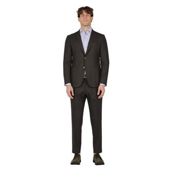 Santaniello Kostuums, Heren, Bruin, S, Wol, Micro Damier Wol Stretch Jurk