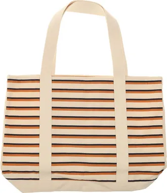 Maison Kitsun&eacute; Coffee Cup Striped Canvas Tote Bag - Beige