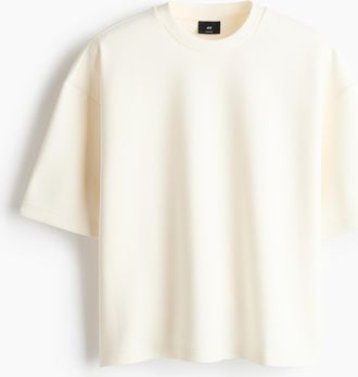 H&M Scuba-T-Shirt in Oversized Fit - Cremefarben