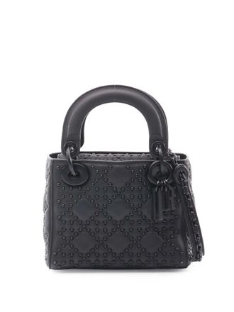 Dior 2018 Mini Ultra Matte Calfskin Cannage Studded Supple Lady Dior satchel - women - Calf Leather - One Size - Black