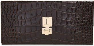 Tom Ford Croc Embossed Patent Leather East/West Box Clutch in 1B087 Espresso at Nordstrom