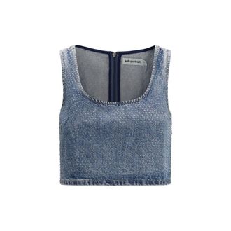 Self Portrait Blue Denim Womens Shirt