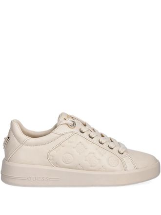 Guess Co embossed logo sneakers - women - Calf Leather/Calf Leather/Rubber - 37 - Neutrals