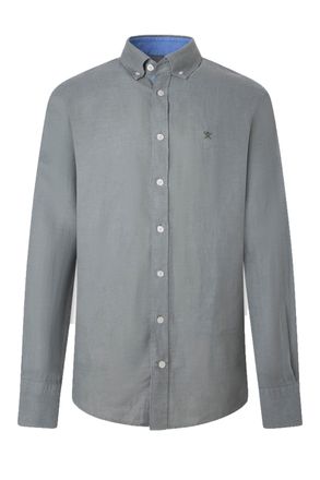 Hackett Mens Long Sleeved Linen Shirt Green - Size 2XL