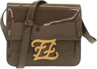 Fendi Pre-owned Cross Body Bags, male, Brown, Size: ONE SIZE Pre-owned Karligraphy Enamel Shoulder Bag