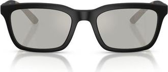 Emporio Armani 55mm Rectangle Sunglasses in Black /Grey Flash Silver at Nordstrom