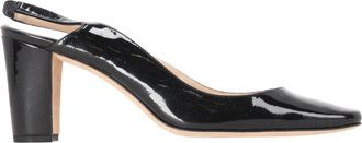 Manolo Blahnik Almond-Toe Slingback Pumps in Black Patent Leather