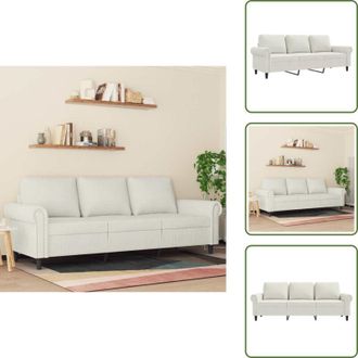 vidaXL Divano con imbottitura - vidaXL Divano a 3 Posti Crema 180 cm in Velluto - Divano moderno