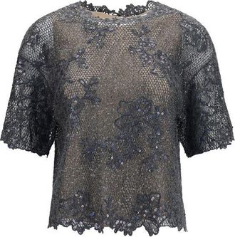 Brunello Cucinelli Gray Mohair Pattern Womens Shirt