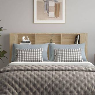 Berkfield Home Headboard Cabinet Sonoma Oak 180x18.5x104.5 cm in Light Brown