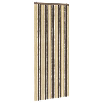 vidaXL Cortina De Insectos De Chenilla Marr&oacute;n Oscuro Y Beige Vidaxl