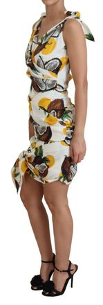 Dolce & Gabbana Womens White Coconut Print Sheath Mini Silk Dress Elastane
