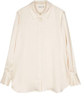 SIMKHAI Olsen satin shirt - women - Acetate/Polyester - L - Yellow