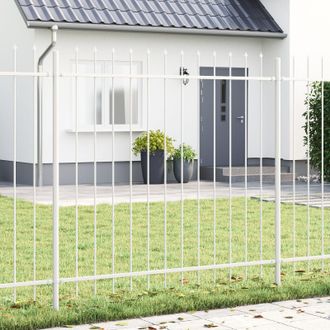 Berkfield Home Garden Fence with Pointy Top - White - 3.4 x 1.5 m - Made of Steel