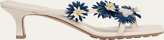 Bottega Veneta Riva Floral Leather Kitten-Heel Sandals