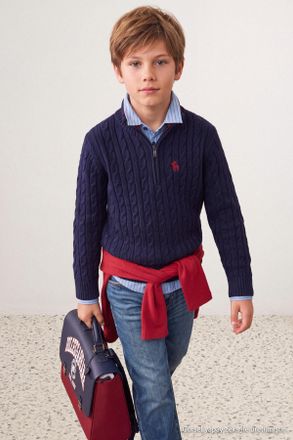 Trendyol KIDS Jongens Donkerblauw Effen Lang, Regular fit Truien